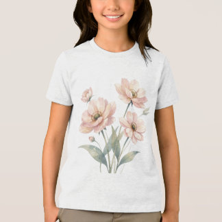 Sanfte rosa Blumen-Aquarell-Blumenstrauß-Kunst Tri-Blend Shirt