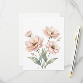 Sanfte rosa Blumen-Aquarell-Bouquet-Kunst RSVP Karte