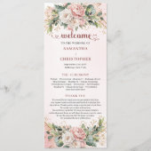 Sanfte Rosa Blumen Eukalyptus Hochzeitsprogramm Programm (Vorderseite)