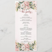 Sanfte Rosa Blumen Eukalyptus Hochzeitsprogramm Programm (Rückseite)