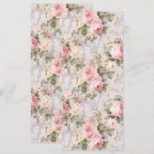 Sanfte rosa Blumen Menükarte (Vorne/Hinten)