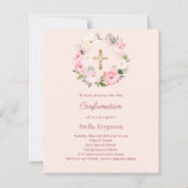 Sanfte rosa Errötungs-Blumenmuster Konfirmations-E (Vorderseite)