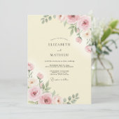 Sanfte rosa florale Hochzeit Einladung (Stehend Vorderseite)