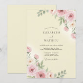 Sanfte rosa florale Hochzeit Einladung (Vorne/Hinten)