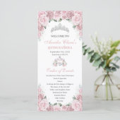 Sanfte Rosa Florale Kutsche Quinceañera Feiern buc Programm (Stehend Vorderseite)