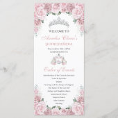 Sanfte Rosa Florale Kutsche Quinceañera Feiern buc Programm (Vorderseite)