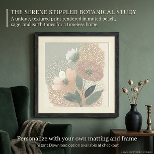 Sanfte rosa getönte gepunktete floral Kunst Poster