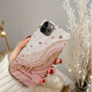 sanfte Rosa Goldherzen Glitzer Case-Mate iPhone Hülle
