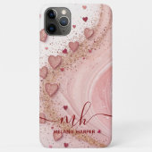 sanfte Rosa Goldherzen Glitzer Case-Mate iPhone Hülle (Rückseite)