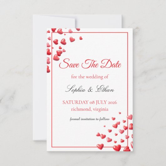 Sanfte rosa Herzen Save-the-Date-Karte Save The Date (Vorderseite)