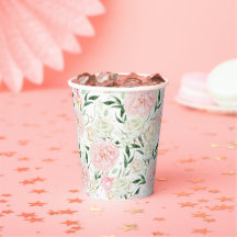 Sanfte Rosa Pfingstrose- und Rosen-Wasserfarben-Bl