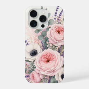 Sanfte Rosa Pfingstrose und Weiße Anemone Wasserfa iPhone 15 Pro Hülle