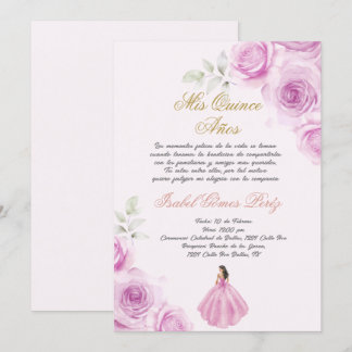Sanfte rosa Quinceanera Spanisch Einladung