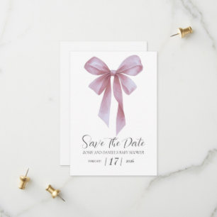 Sanfte Rosa-Schleife Mädchen Baby Shower Save The Date