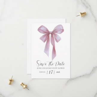 Sanfte Rosa-Schleife Mädchen Baby Shower Save The Date