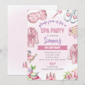 Sanfte rosa Spa-Party-Einladung - Entspannen & Ver Einladung (Vorne/Hinten)