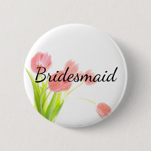 Sanfte rosa Tulpen Brautjungfer Button