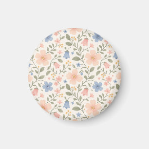 Sanfte rosa und blaue florale Pastellblumen Magnet