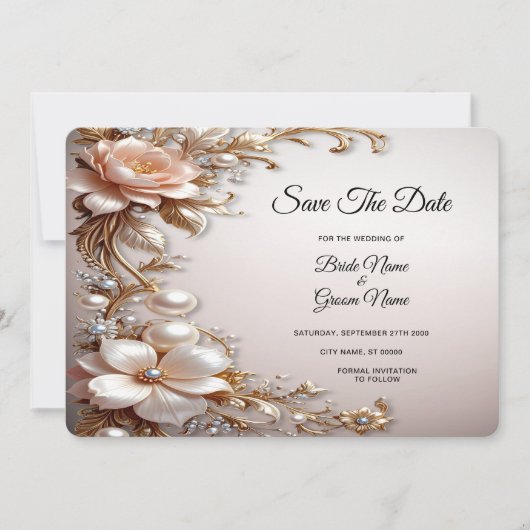 Sanfte rosa und weiße Blumen Save The Date (Vorderseite)