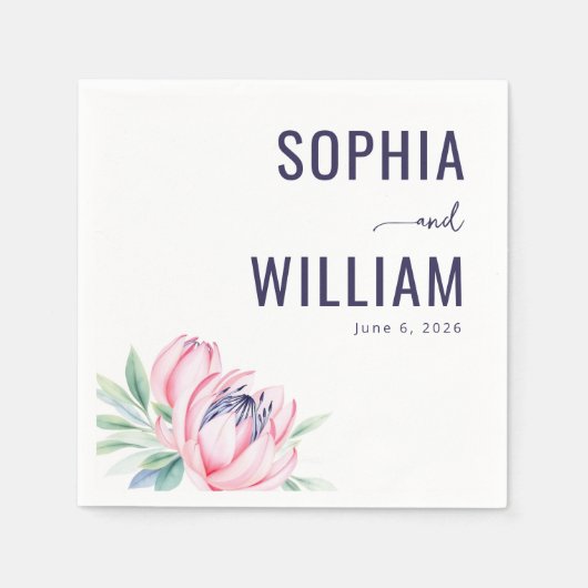 Sanfte rosa Wasserfarbe Aquarellblumen Serviette (Vorderseite)