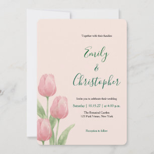 Sanfte rosa Wasserfarbe Tulpe Frühlingsflorales Einladung