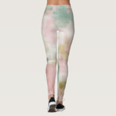 Sanfte rosafarbene abstrakte Wasserfarbe Leggings (Rückseite)