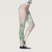 Sanfte rosafarbene abstrakte Wasserfarbe Leggings (Rechts)