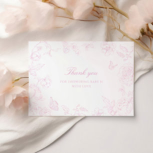 Sanfte Rose Chinoiserie Babyparty Dankeskarte