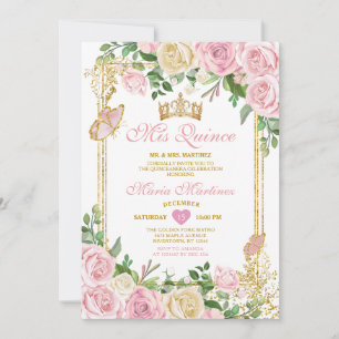 Sanfte Rosé-Krone Mädchen Quinceañera 15 Party Einladung