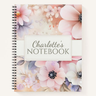 Sanfte Rosé-Pastell-Aquarell-Blumenillustration Notizblock
