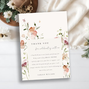Sanfte Rosé Wiese Wasserfarben Florale Hochzeitsdu Dankeskarte