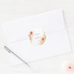 Sanfte Röte Mohn Elegante redaktionelle Hochzeit Runder Aufkleber
