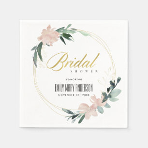 SANFTE RÖTELNDE BLUMENKRANZ WATERCOLOR BRIDAL SHOW SERVIETTE