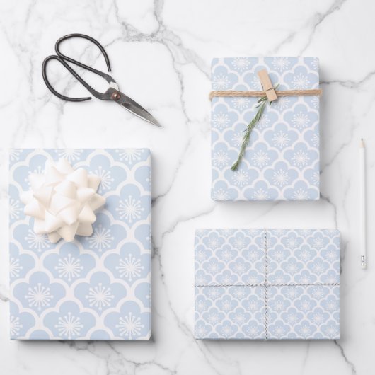 Sanfte Sakura Neutral - Puderblau Geschenkpapier Set (Vorderseite)