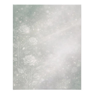 Sanfte Salbei- und frostige weiße Floral-Kunst mit Poster