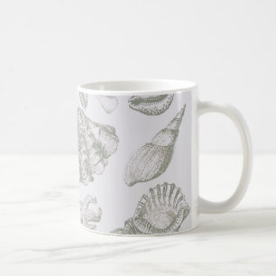 Sanfte Salbeigraue Muschelskizze Antik Natur Kaffeetasse