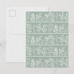 Sanfte Salbeigrüne Imaginäre Botanische Herbarium Postkarte