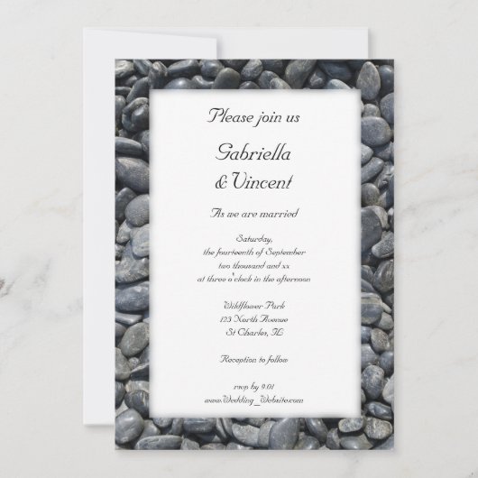 Sanfte schwarze Kies - Einladung zur Hochzeit (Vorderseite)