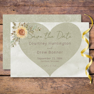 Sanfte Sonnenblumen Boho Herz Hochzeit Save The Date