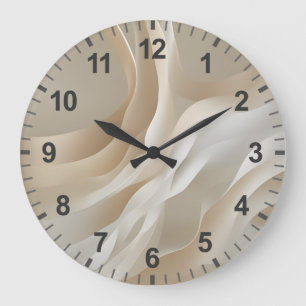 "Sanfte Strömungen" Beige abstrakte Kunst Große Wanduhr
