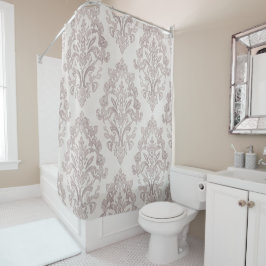 Sanfte Taupe-Damask Wasserfarbe Klassische Blumen Duschvorhang