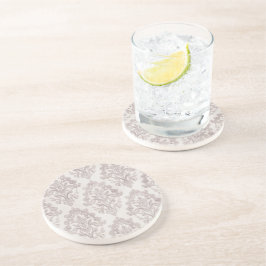 Sanfte Taupe-Damask Wasserfarbe Klassische Blumen Getränkeuntersetzer