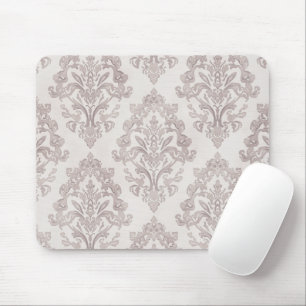 Sanfte Taupe-Damask Wasserfarbe Klassische Flora Mousepad