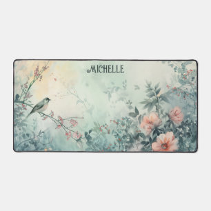 Sanfte und traumhafte ländliche Vögel und Blumen Schreibtischunterlage