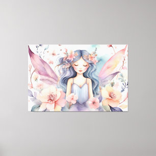 Sanfte und verspielte Feen-Blumen-Aquarell-Kunst m Leinwanddruck