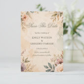 Sanfte Vintage-Blumen Save The Date (Stehend Vorderseite)