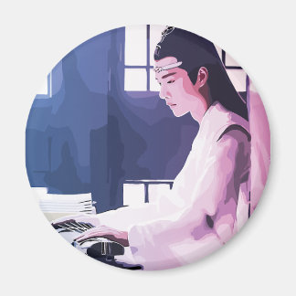 Sanfte Wangji beim Zither spielen Magnet