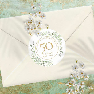 Sanfte Wasserfarbe-Grün 50. Hochzeitstag Runder Aufkleber