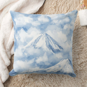 Sanfte Wasserfarben Berge Schnee Wolken Blau Weiß Kissen
