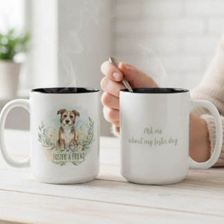 Sanfte Wasserfarben-Blumen-Hunde-Pflege-Hommage Zweifarbige Tasse